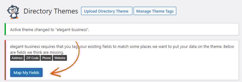 Message to map fields for theme