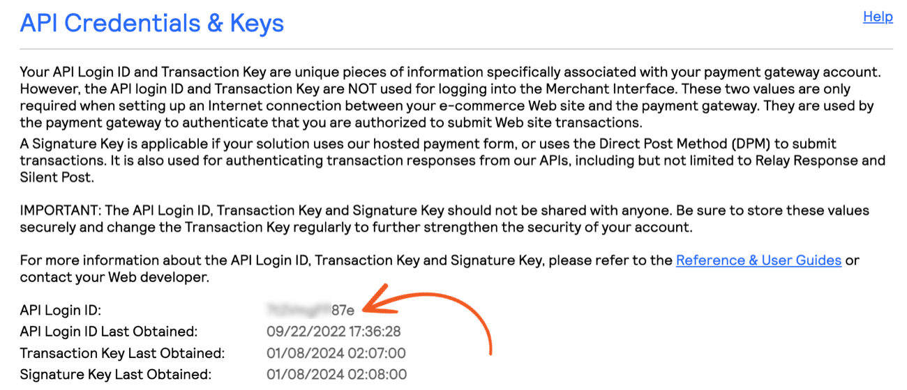 Authorize.net API Login ID